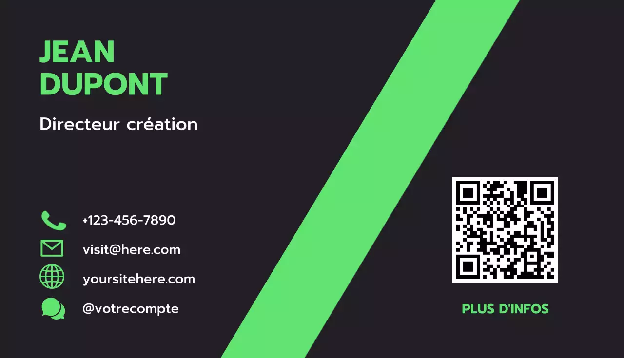 Carte de visite moderne verte
