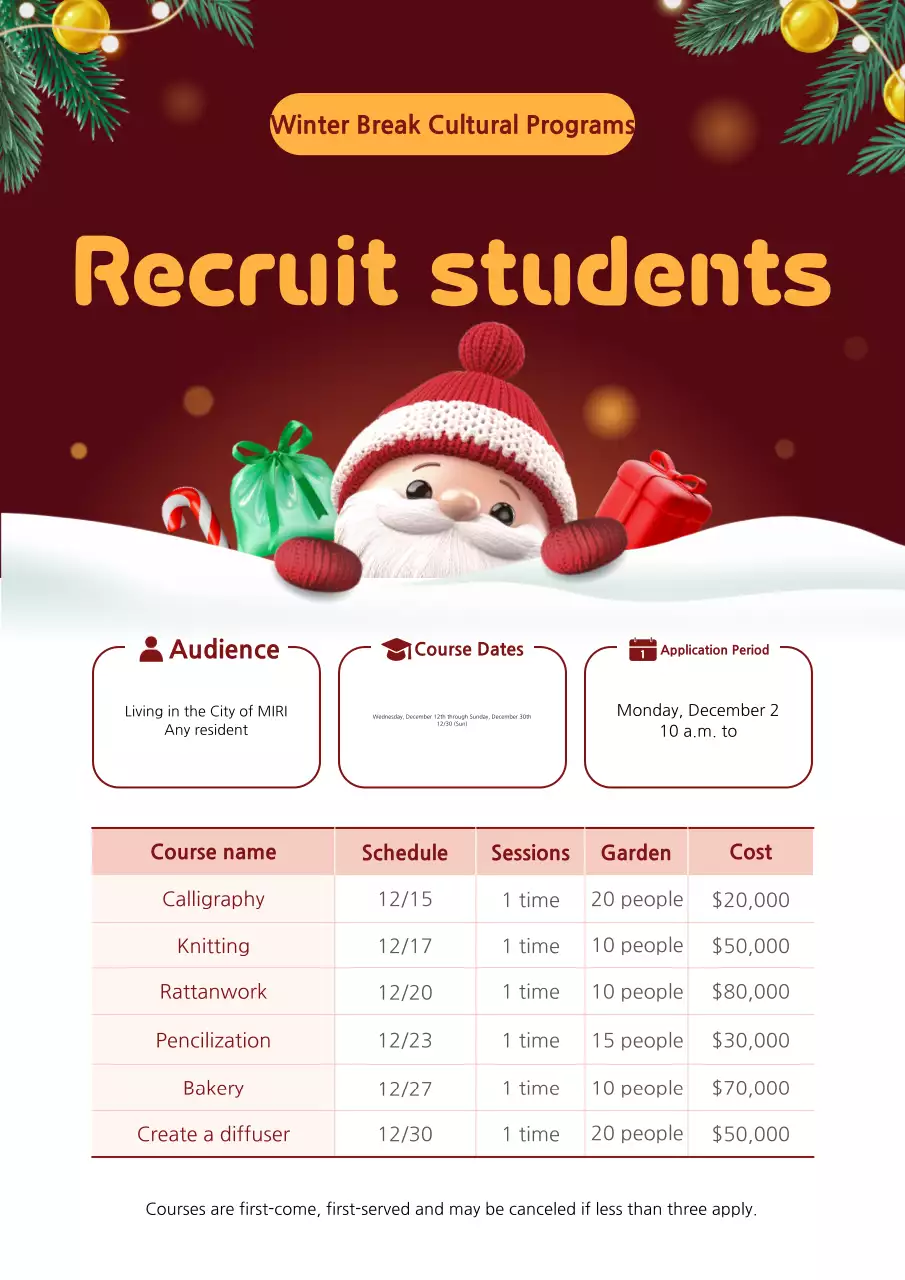 Poster tuyển dụng mùa đông lễ hội đỏ