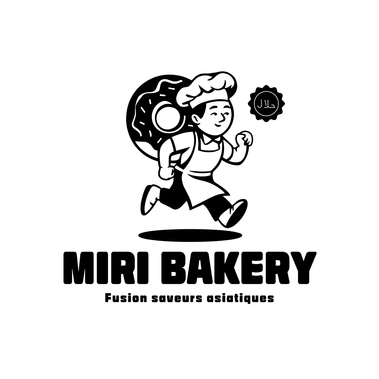 logo de boulangerie en dessin animé noir
