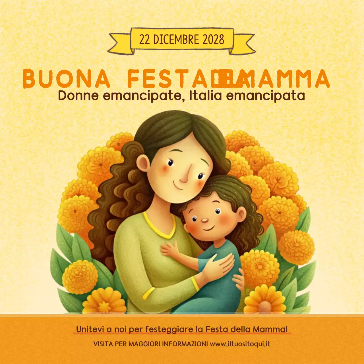 invito floreale giallo per la festa della mamma