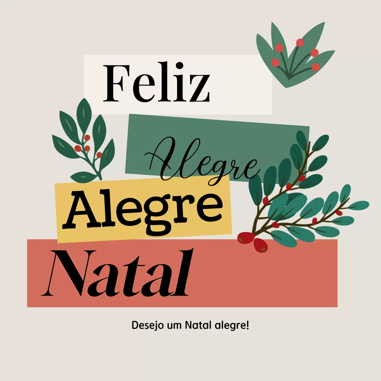 Cartão de Natal bege e acolhedor