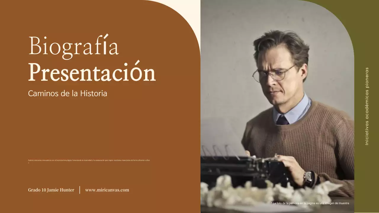 biografía clásica beige para anuncio escolar