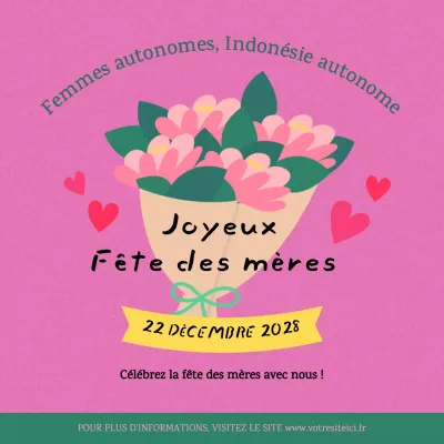 invitation à la fête des mères avec fleurs roses