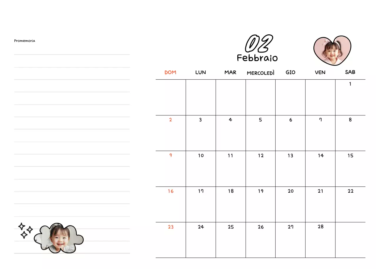 Agenda di Capodanno bianca e bella