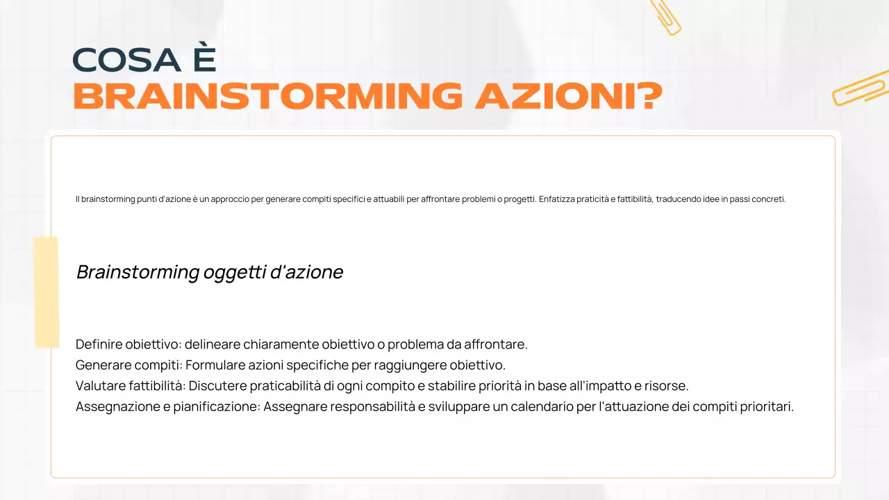 documento di brainstorming moderno arancione