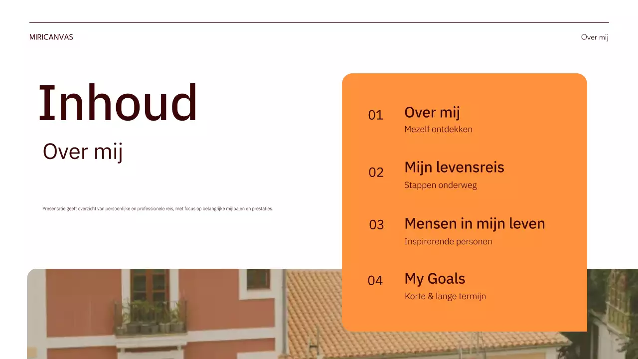 oranje moderne zelfintroductie pitch