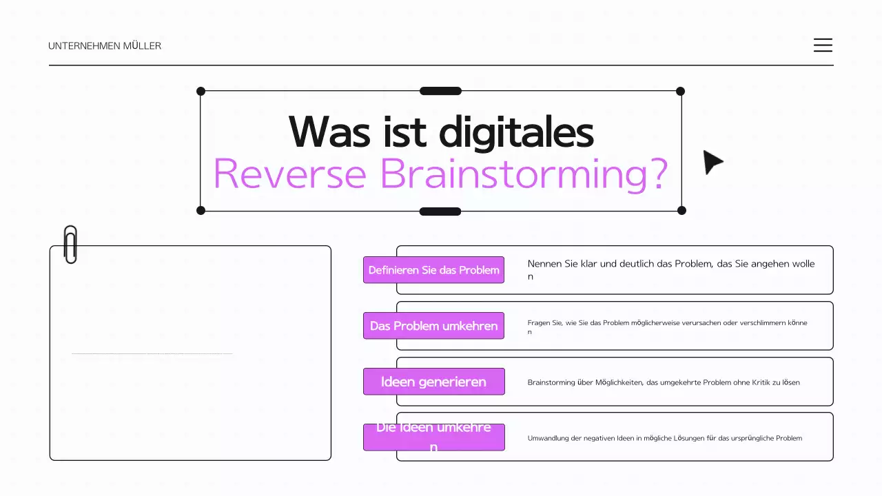 Lila und weiße Brainstorming-Infografik-Präsentation