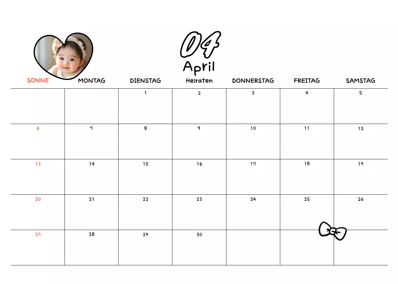 Niedlicher Neujahrs-Fotokalender