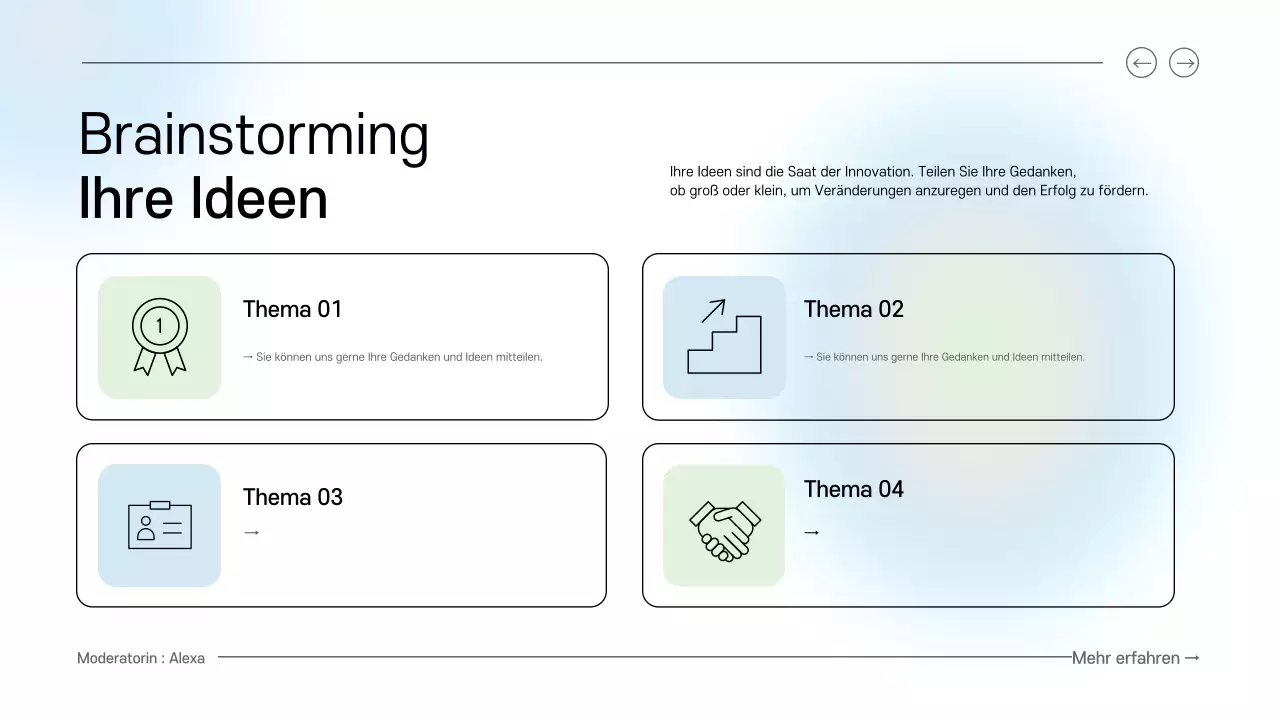 blue and green clean digital brainstorming guide