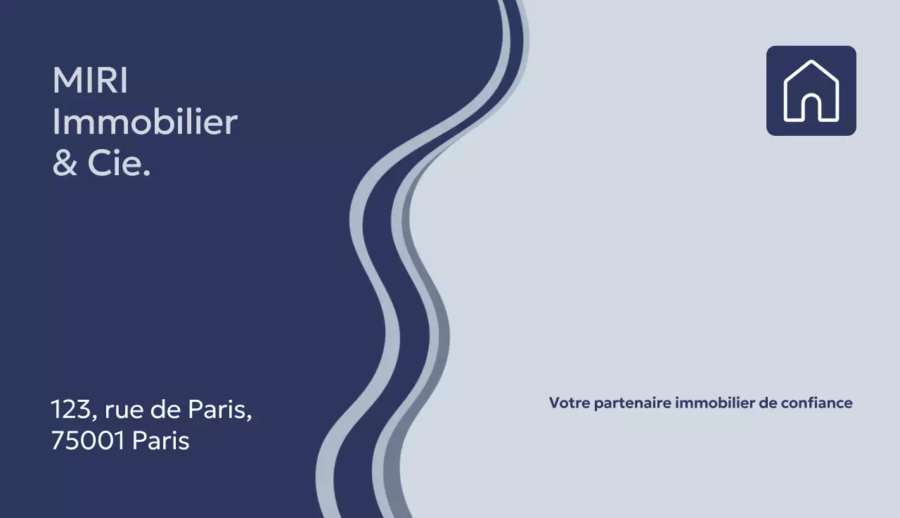 carte de visite immobilière moderne marine