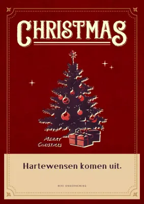 Vintage kerstkaart in rood