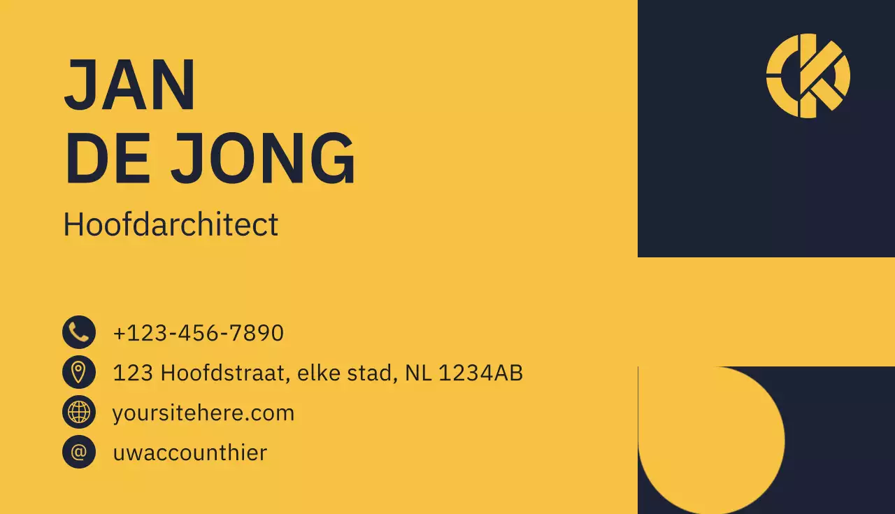 Geel modern visitekaartje