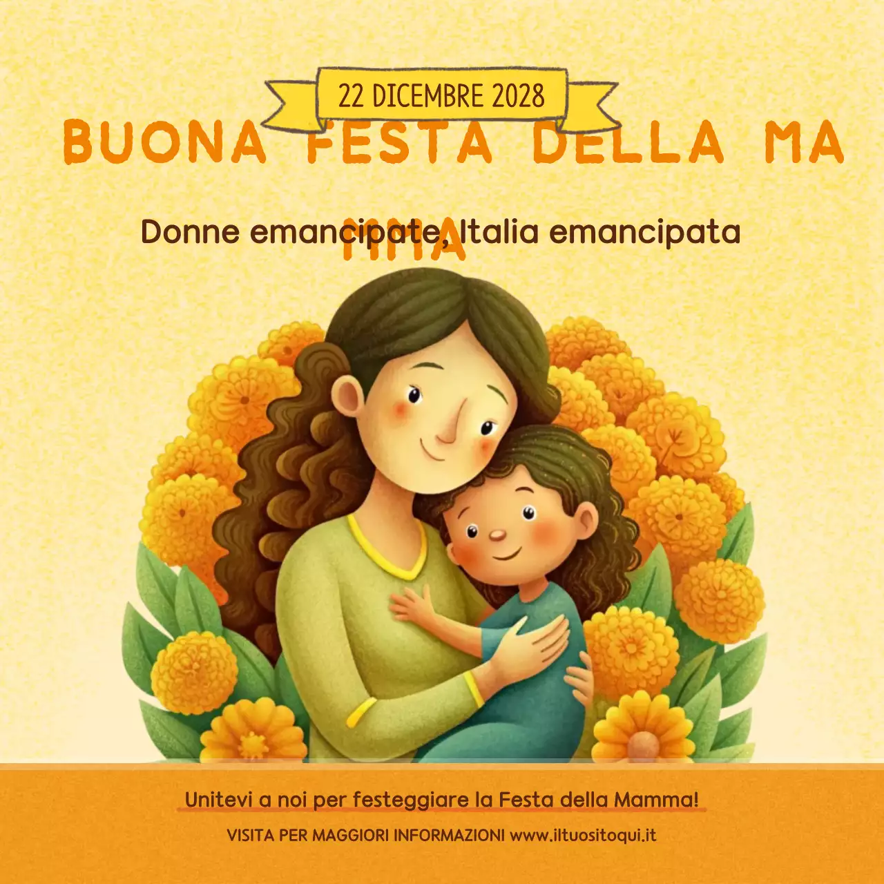 annuncio floreale giallo per la festa della mamma