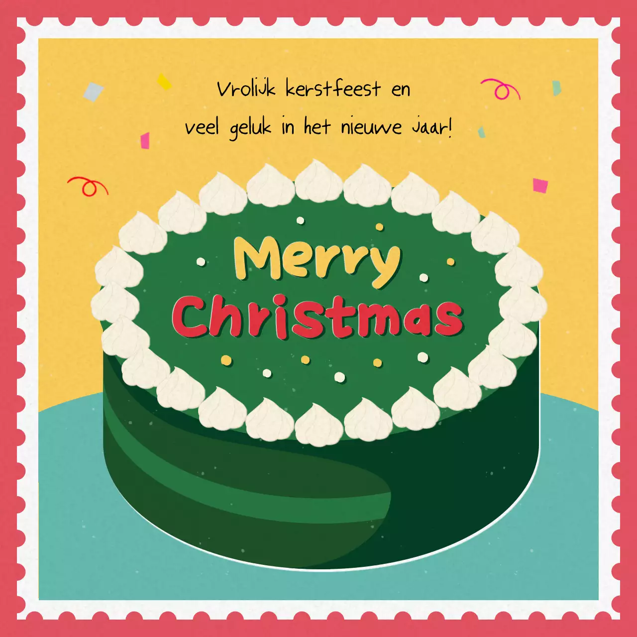 Rode Vintage Kerstkaart