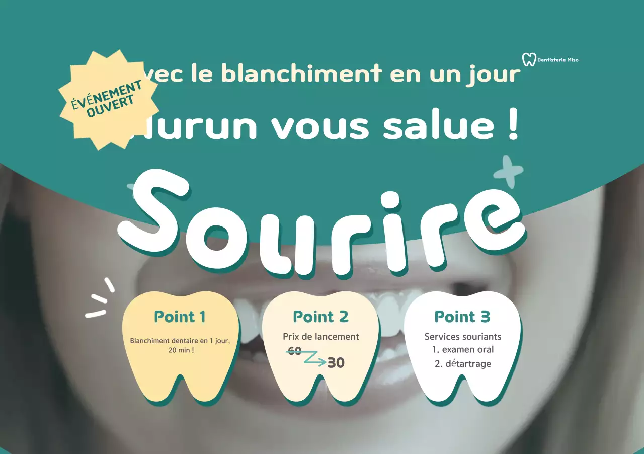 Publicité pour le blanchiment des dents à la menthe