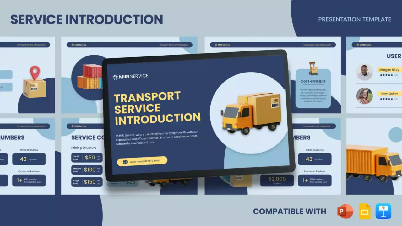 Serviço de transporte moderno azul e amarelo Introdução