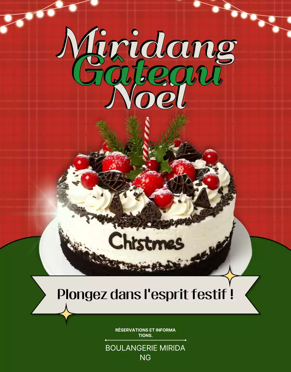 Promotion du gâteau de Noël vintage rouge