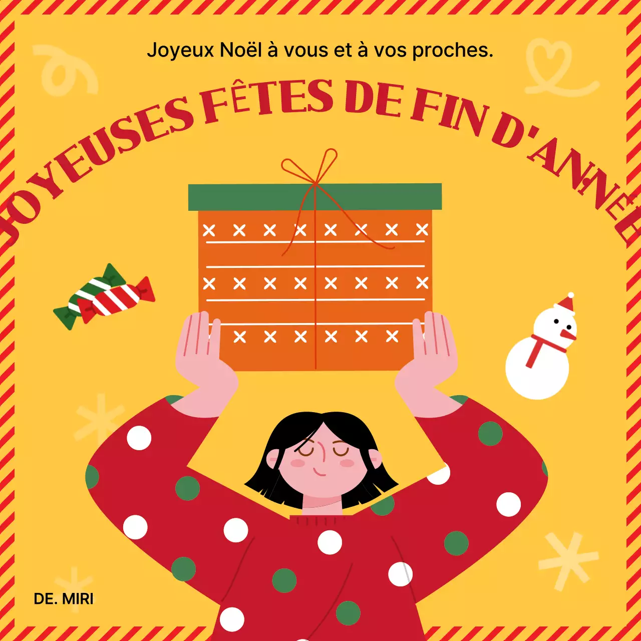 Une carte postale de Noël jaune