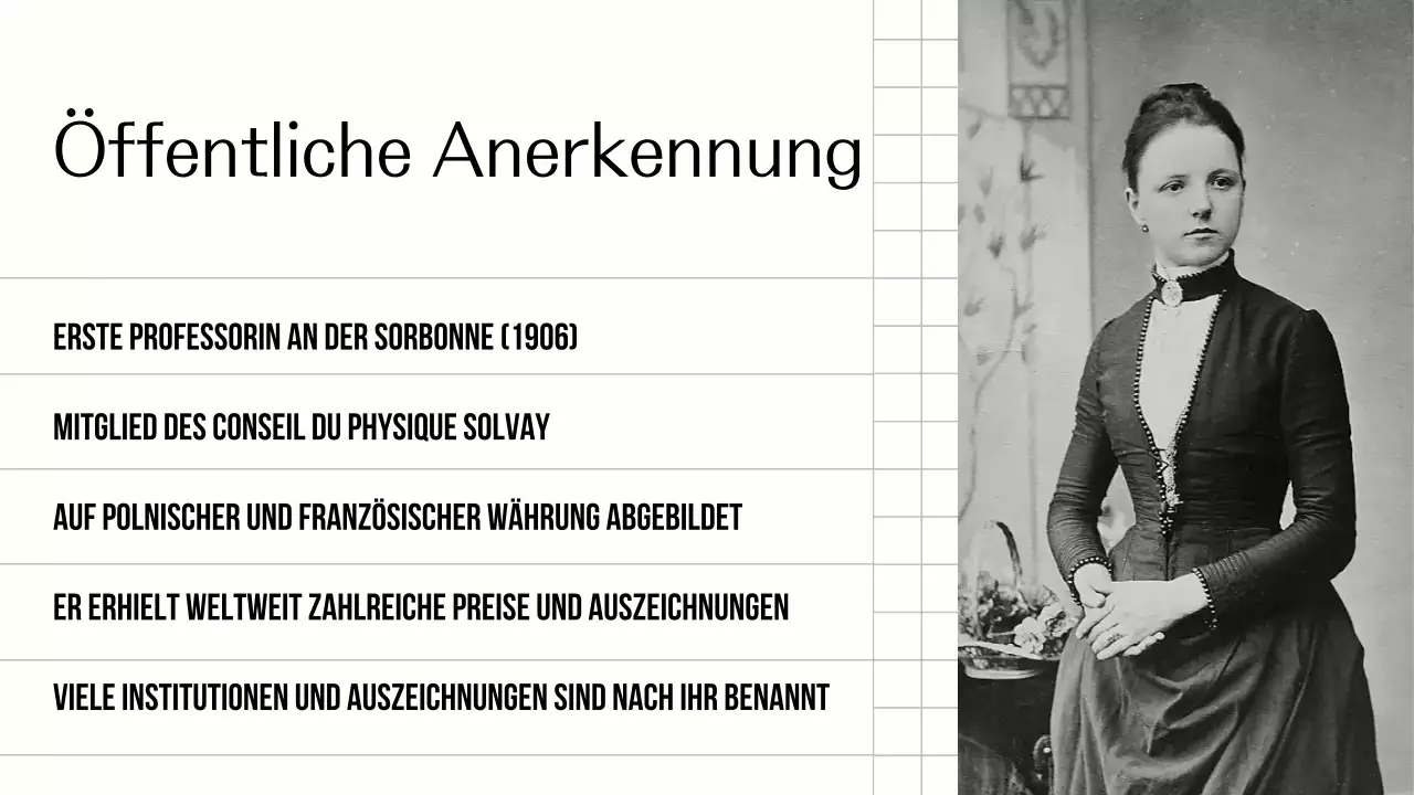 Das Leben von Marie Curie erforschen Einfache schwarz-beige Präsentation