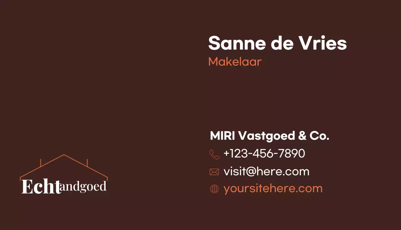 bruin modern onroerend goed visitekaartje