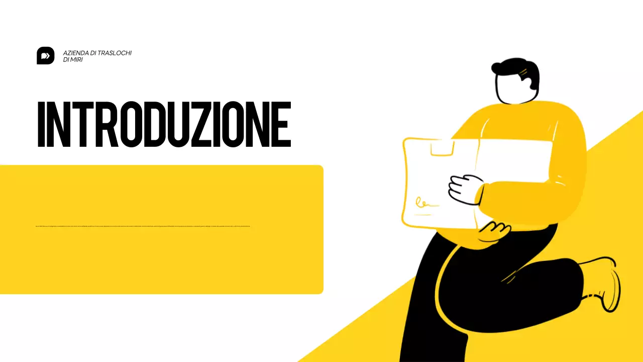 Presentazione del servizio di trasloco giallo e bianco