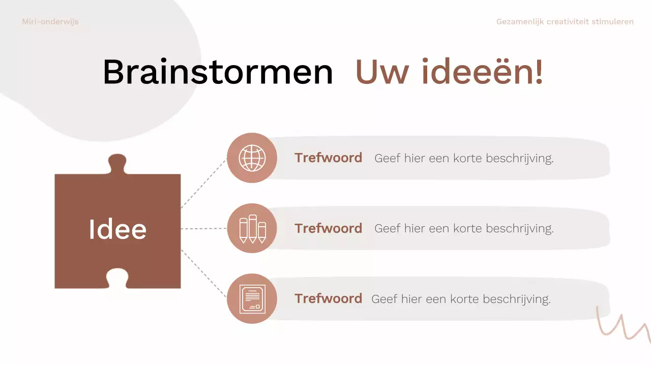 bruin en roze organische brainstorm layout gids