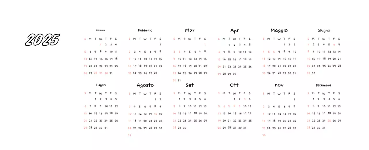 Calendario fotografico di Capodanno