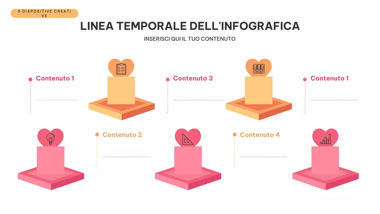 Presentazione infografica della linea temporale moderna arancione