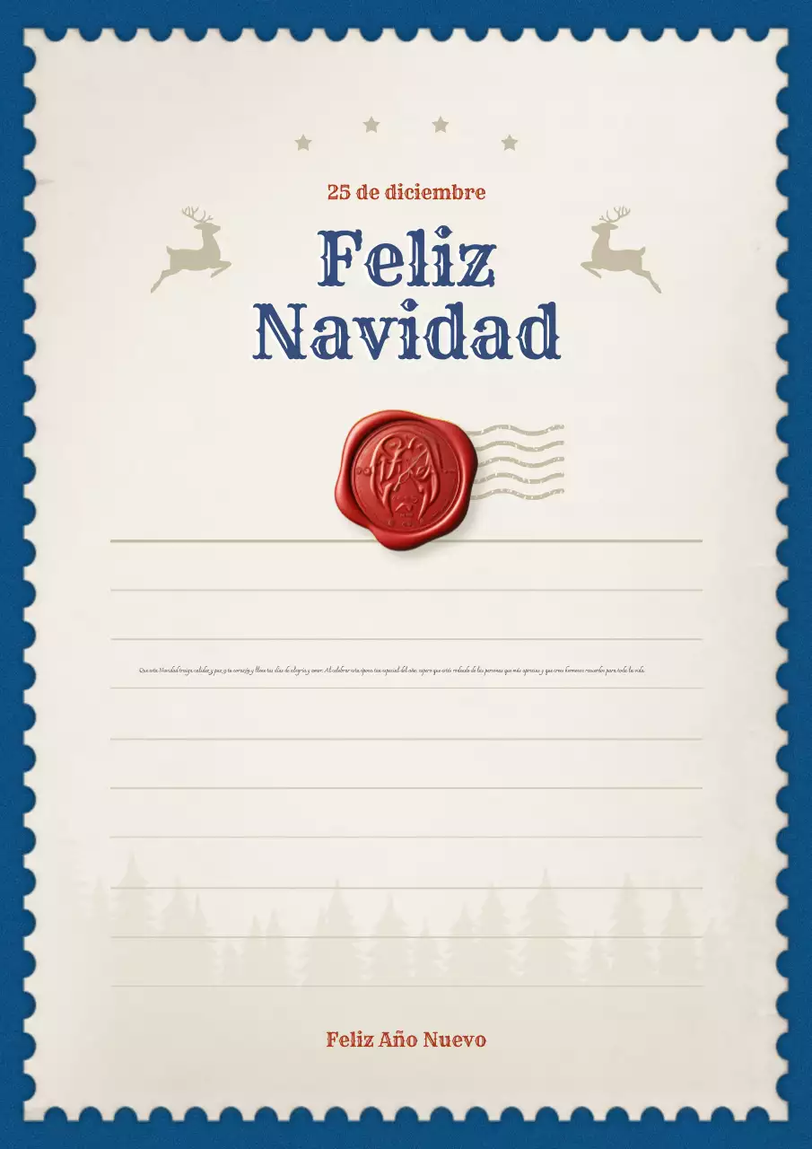 carta de navidad vintage azul