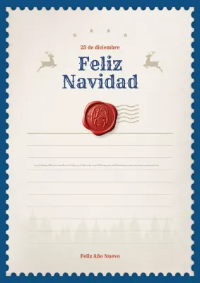 carta de navidad vintage azul