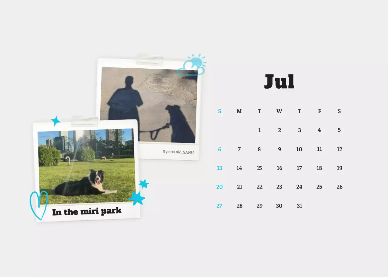 Kalender foto hewan peliharaan putih bersih