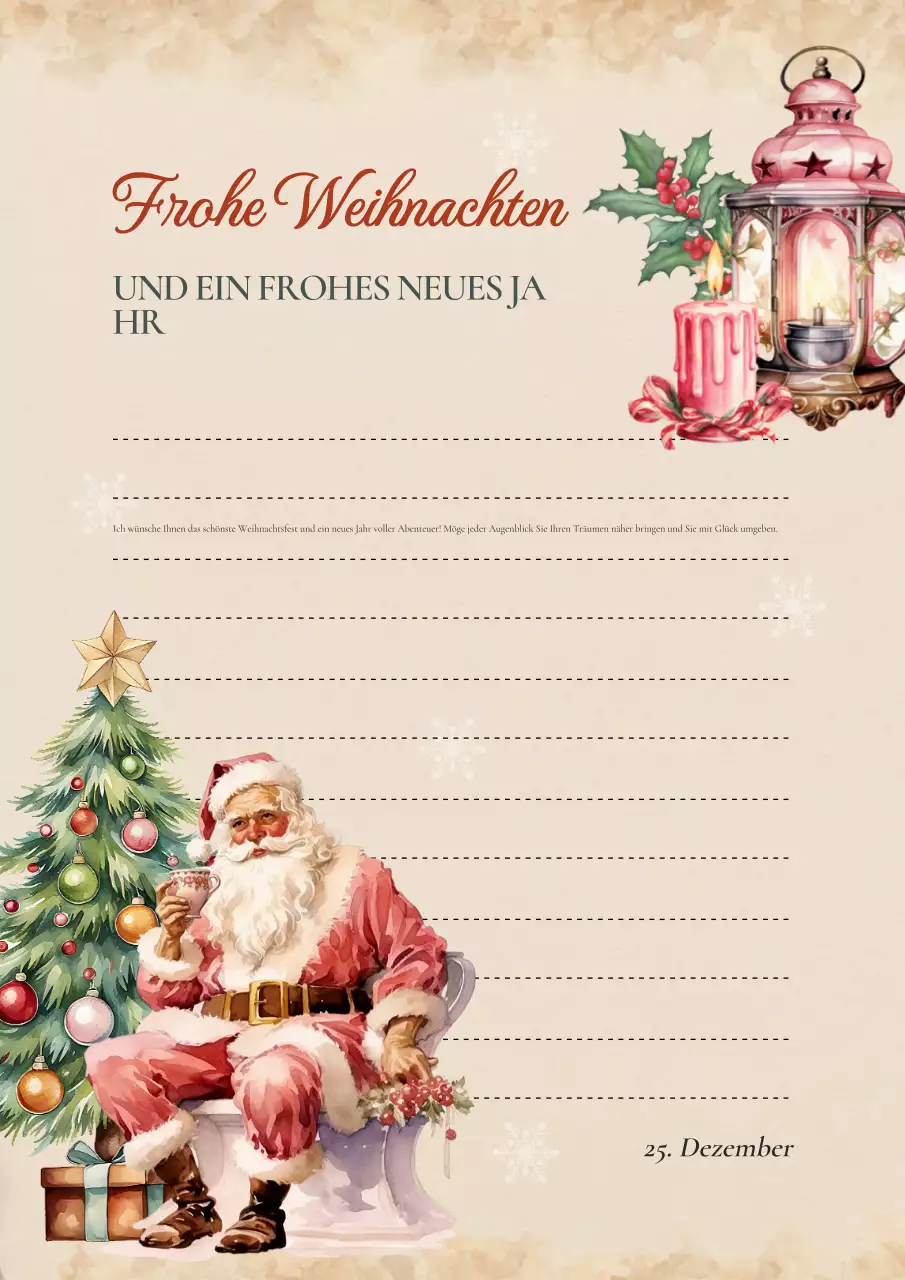 beige vintage weihnachtsgrußkarte