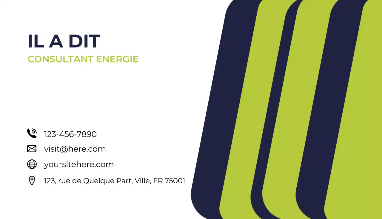 Carte de visite d'un consultant moderne et vert