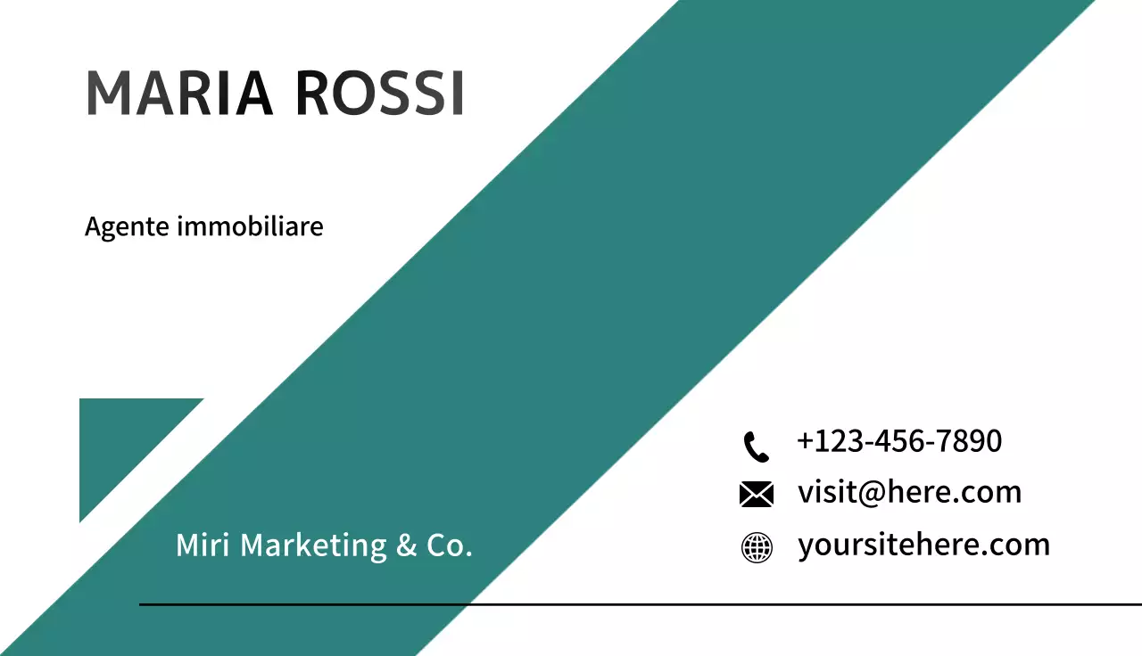 Scheda immobiliare moderna in verde acqua