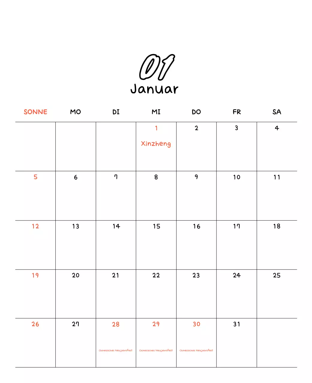 Bezaubernder Neujahrskalender