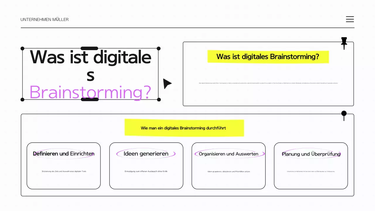 Lila und weiße Brainstorming-Infografik-Präsentation