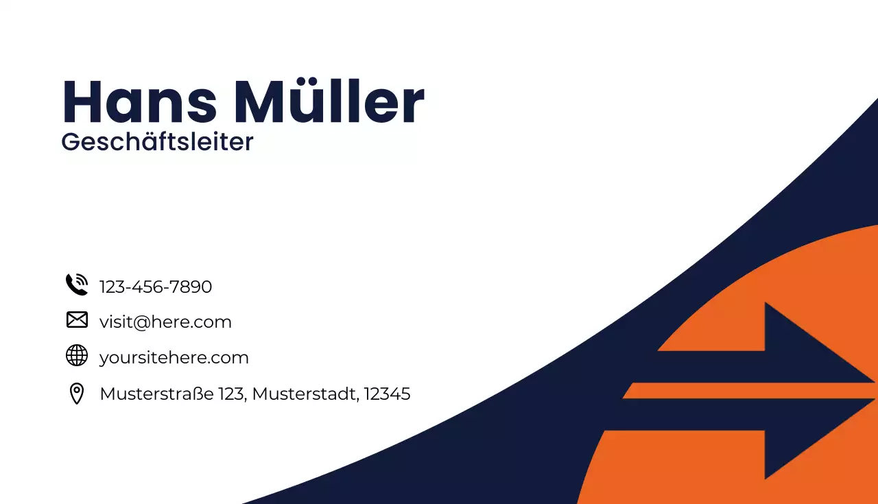 Moderne Visitenkarte in Orange