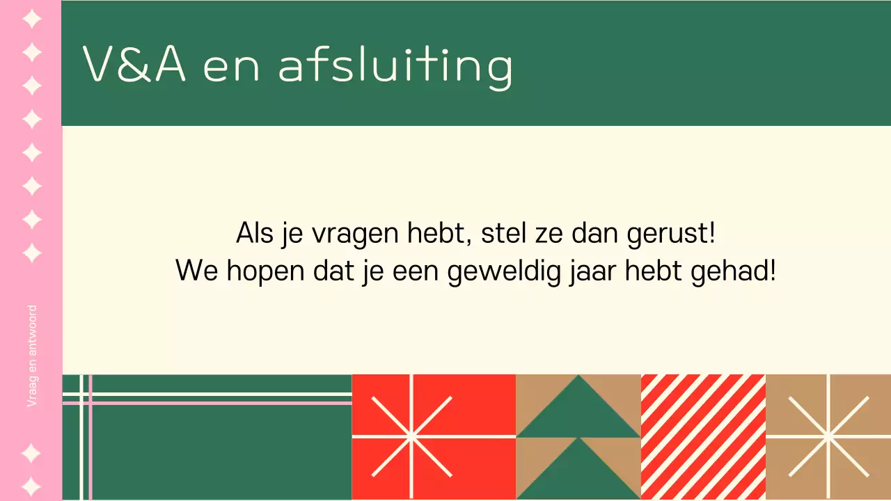 Een schattige roze eindejaarspresentatie voor het bedrijf