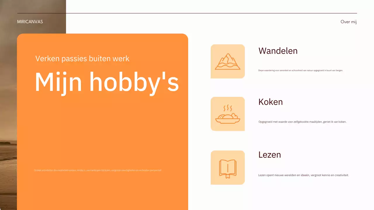 oranje moderne zelfintroductie pitch