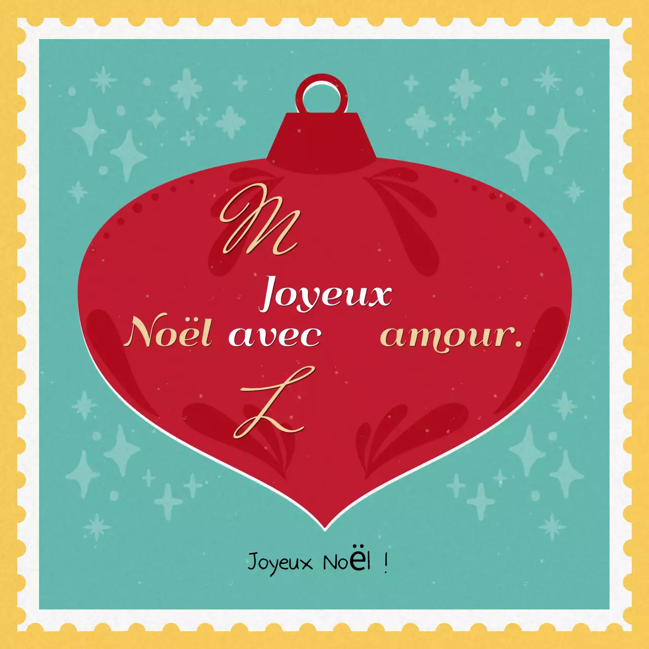 Carte postale rouge de Noël