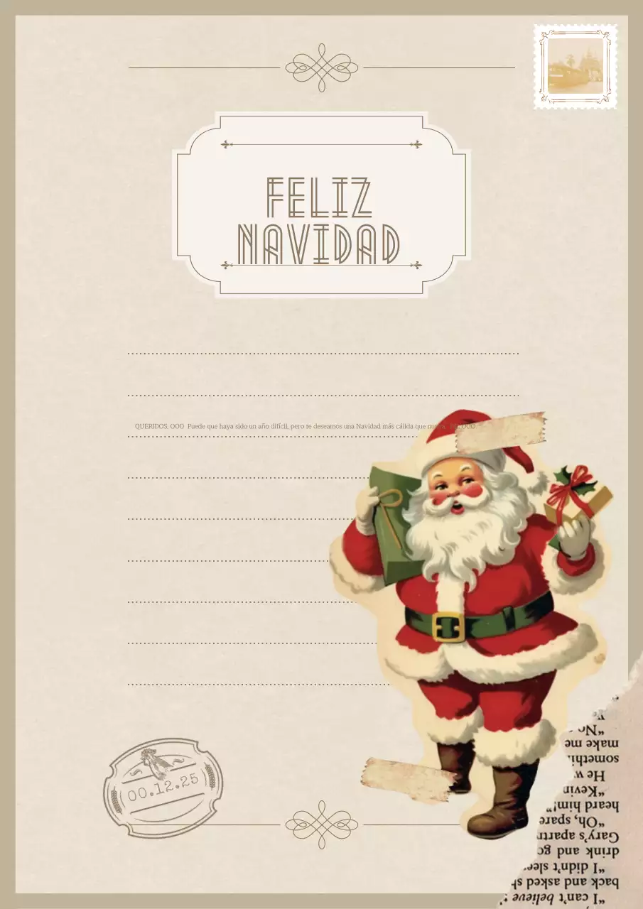 Postal navideña vintage beige