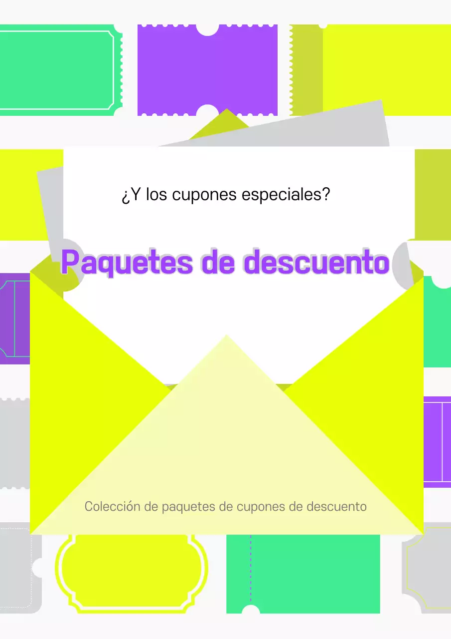 Promocione los cupones con un toque de estilo amarillo y morado