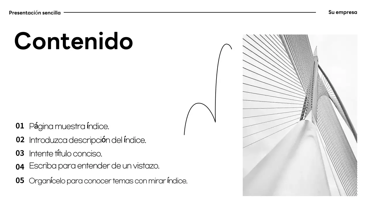 Documentación de presentación minimalista en blanco y negro