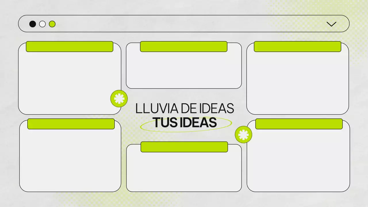 Presentación infográfica de la tormenta de ideas verde y gris