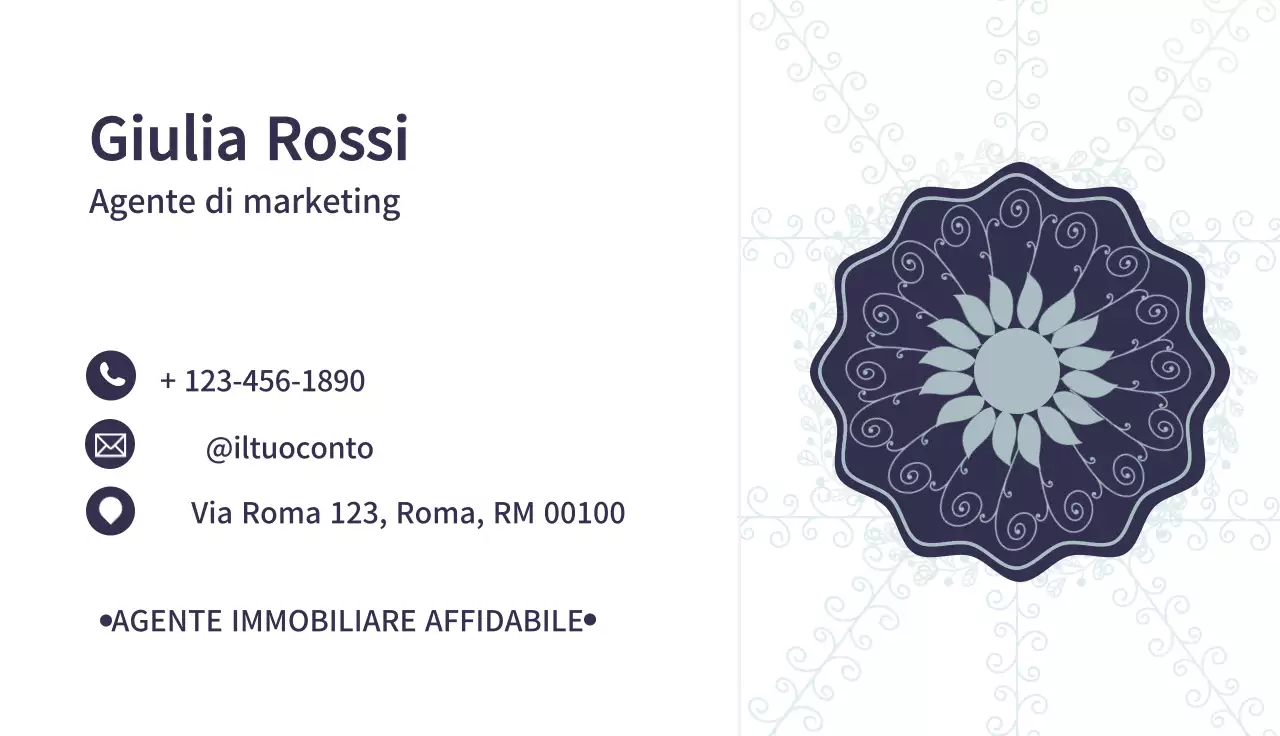 Biglietto da visita bianco di un agente di marketing