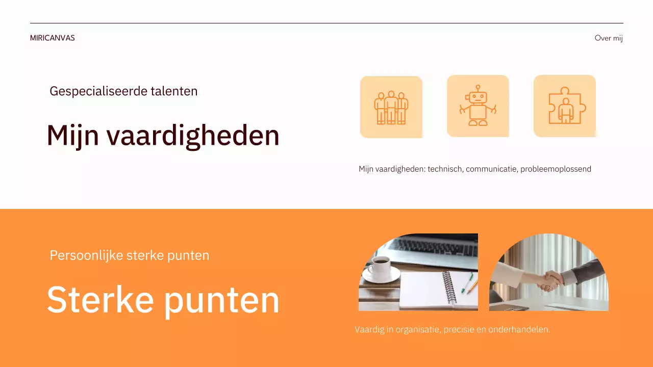 oranje moderne zelfintroductie pitch