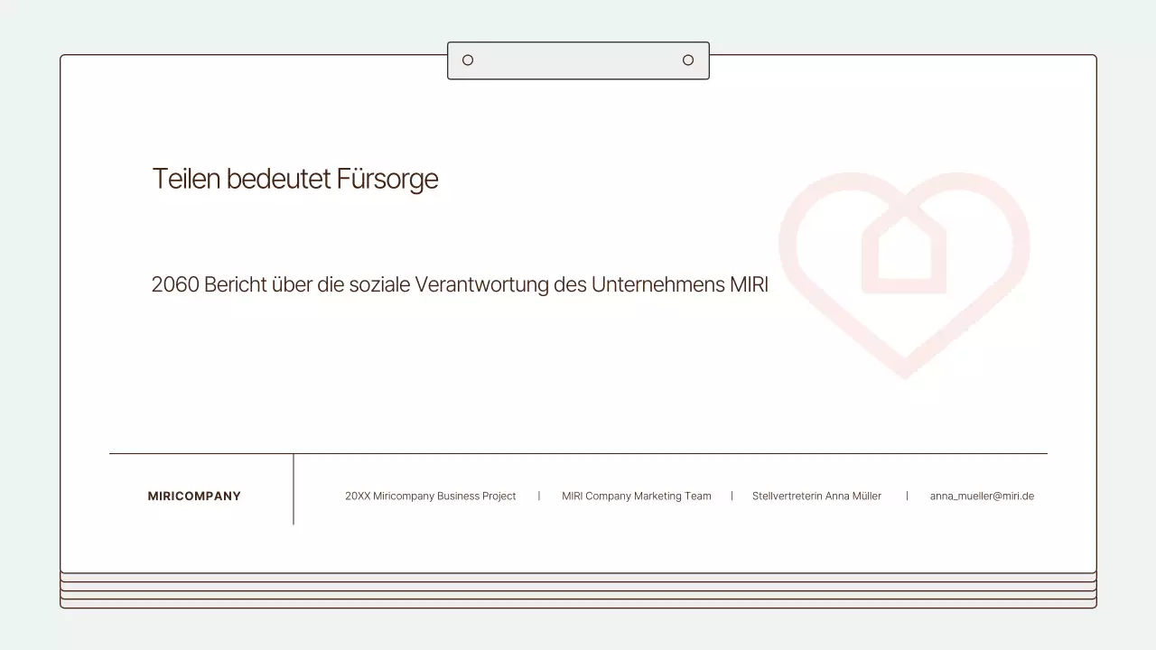 Ein sauberer, hellblauer Bericht zur sozialen Verantwortung von Unternehmen