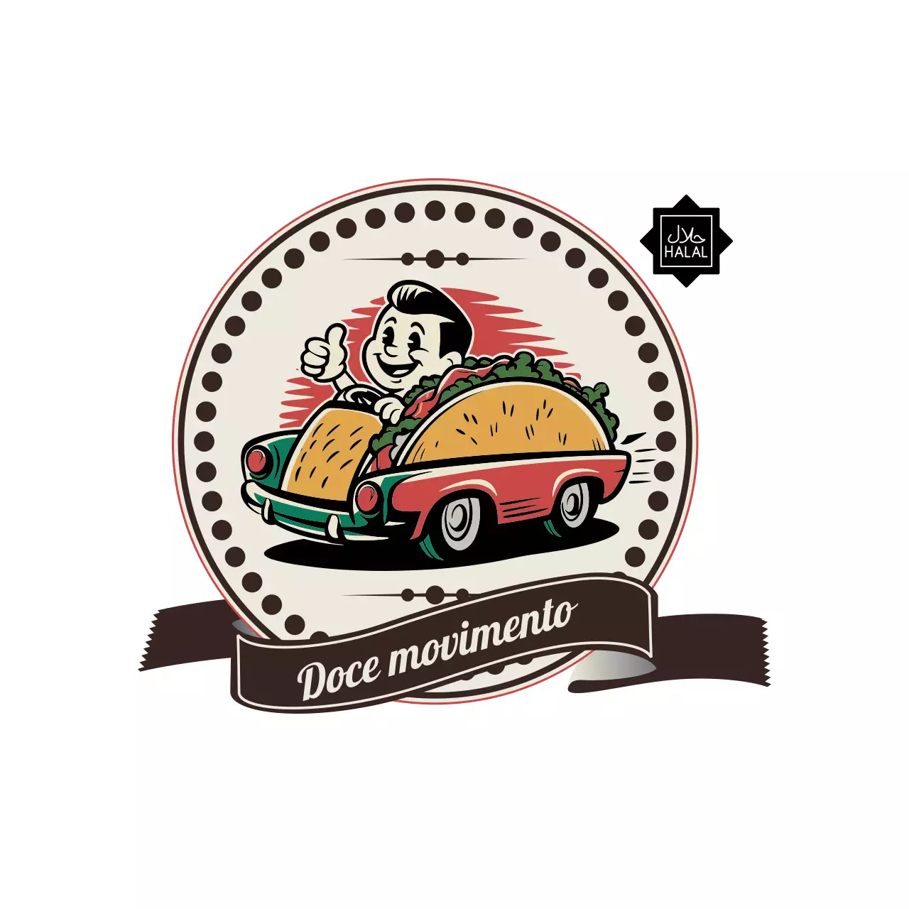 logótipo do taco retro vermelho