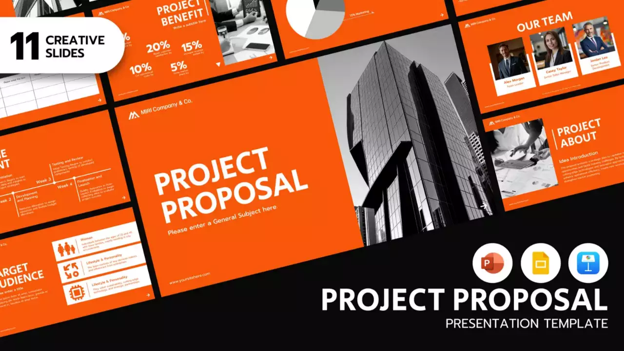 apresentação de proposta de projeto orange modern
