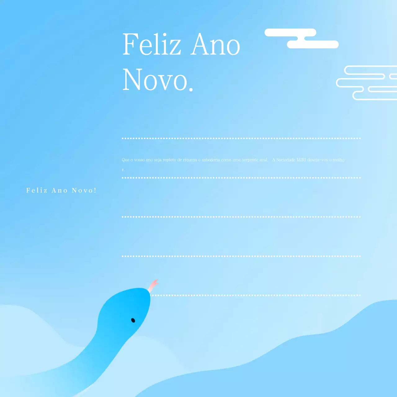 Saudações de Ano Novo simples em azul claro